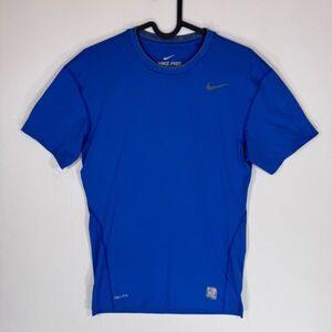 Nike Shirt Pro Combat Blue L T-shirt Short Sleeve Athletic Training Compression